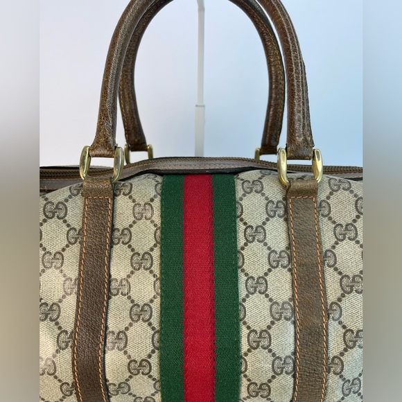 GUCCI Boston Hand bag Sherry GG Supreme Brown Zipper Closure - Picture 3 of 13